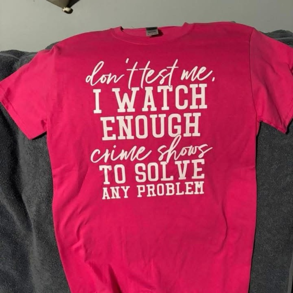Pink Graphic Tee with White Text